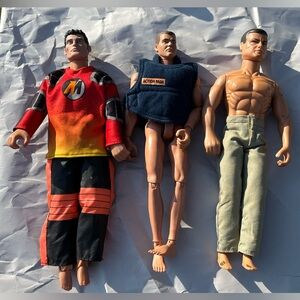 Lot of 3 Action Man UK GI Joe action figures spare clothes misc styles